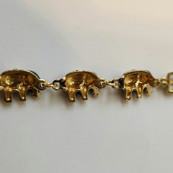 Gold Tone Black Elephant Charm Bracelet - Picture 8 of 10